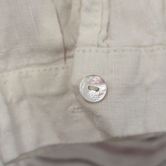 Tahari Ivory Linen Long Sleeve Lightweight Shirt Dress sz S Minimalist Neutral - Picture 4 of 7